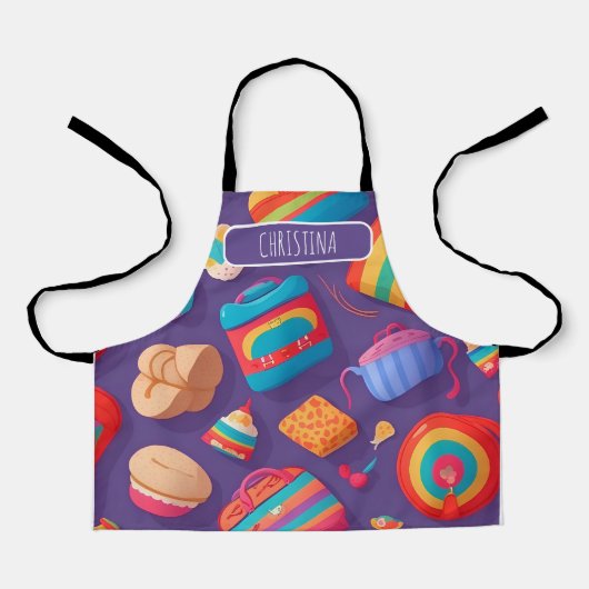 ベーグルカラフルパタパーソナライズされたーン エプロン (正面)
