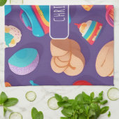 ベーグルカラフルパタパーソナライズされたーン キッチンタオル (折り畳み)