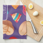 ベーグルカラフルパタパーソナライズされたーン キッチンタオル (四つ折り)