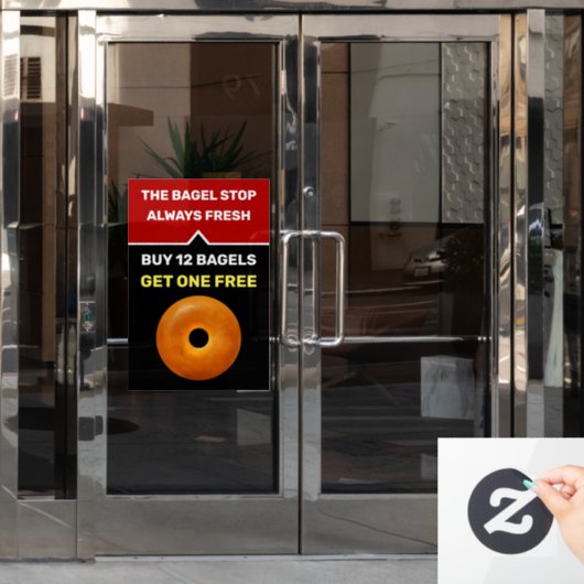 ベーグルショップ販促ウィンドウの固定テンプレート ウィンドウサイン (オフィスドア)