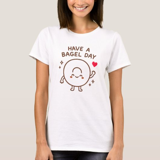 ベーグルデイを楽しもう かわいいデザイン Tシャツ (正面)