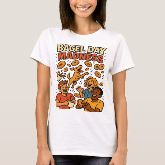 ベーグルデーマッドネス 楽しいレトロアート Tシャツ