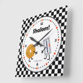 ベーゲルそしてクリームチーズ- Shalom -フレンドリーな食糧 スクエア壁時計 (傾斜)