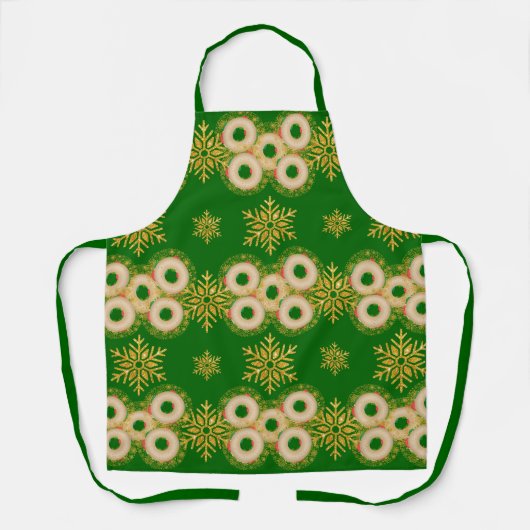 ベーゲルリングと雪かわいらし片グリーン エプロン (正面)