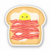 ベーコンおもしろいトーストベッドTシャツの卵 – Food Brea シール (正面)