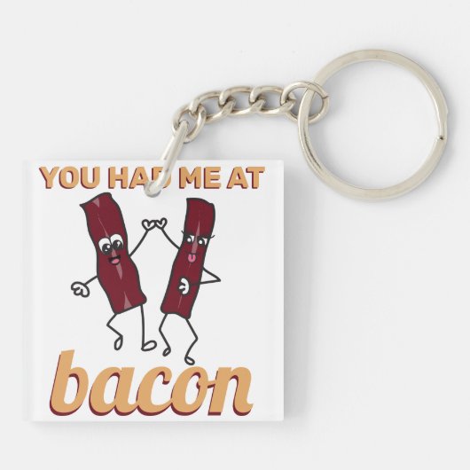 ベーコンおもしろいミーム強迫性可愛いカップルBFFグルメ キーホルダー (裏面)
