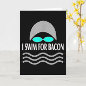 ベーコンおもしろいレトロ泳ぐ人 カード (黄色い花)