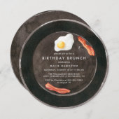 ベーコンおもしろい&エッグズキュート水カラー誕生日ブランチ 招待状 (正面/裏面)