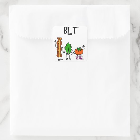 ベーコンおもしろい、レタス、トマト漫画 スクエアシール (バッグ)