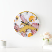 ベーコンで揚げた卵 ラージ壁時計 (ホーム)