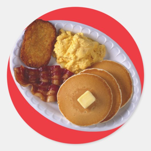 ベーコンで朝食 ラウンドシール (正面)