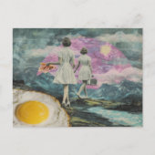 ベーコンとエッグを持つ超現実的な朝食女性 ポストカード (正面)