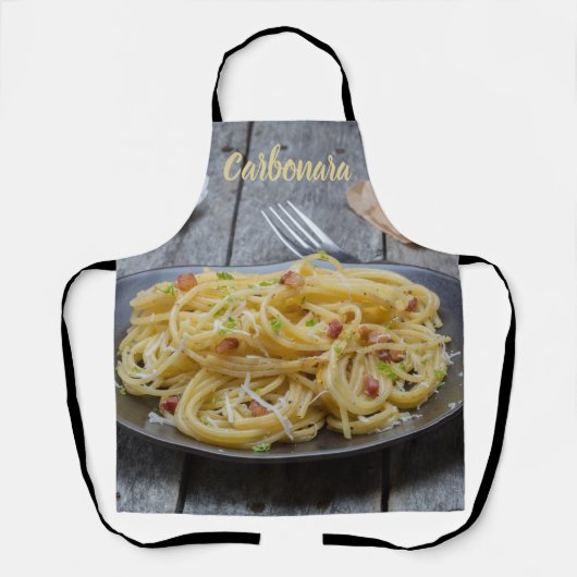 ベーコンとパルメザンのスパゲッティカルボナーラパスタ エプロン (正面)