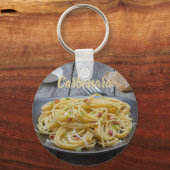 ベーコンとパルメザンのスパゲッティカルボナーラパスタ キーホルダー (正面)