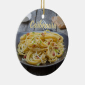 ベーコンとパルメザンのスパゲッティカルボナーラパスタ セラミックオーナメント (右)