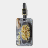 ベーコンとパルメザンのスパゲッティカルボナーラパスタ ラゲッジタグ (正面縦)