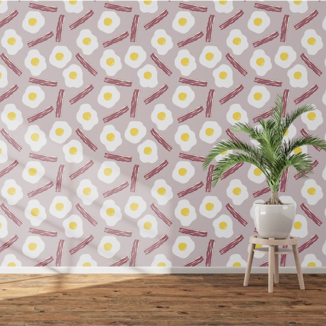 ベーコンと卵 壁紙 (Fun bacon and egg food themed wallpaper)