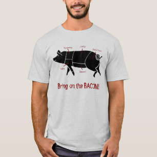 ベーコンのおもしろいなブタの肉屋の図表で持って来て下さい Tシャツ