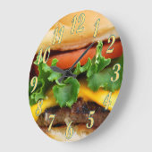 ベーコンのチーズバーガー ラージ壁時計 (傾斜)