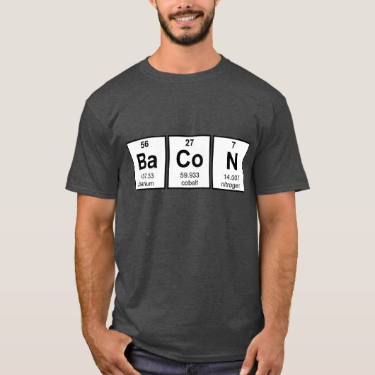 ベーコンの周期表の要素の記号 Tシャツ (正面)