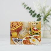 ベーコンの朝食、卵とミルクの流れのピッチャー ポストカード (スタンド正面)