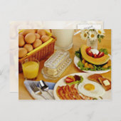 ベーコンの朝食、卵とミルクの流れのピッチャー ポストカード (正面/裏面)