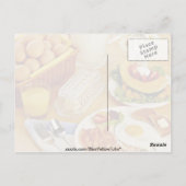 ベーコンの朝食、卵とミルクの流れのピッチャー ポストカード (裏面)