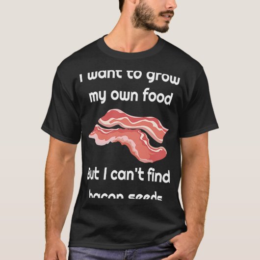 ベーコンの種についてのベーコンジョーク Tシャツ (正面)