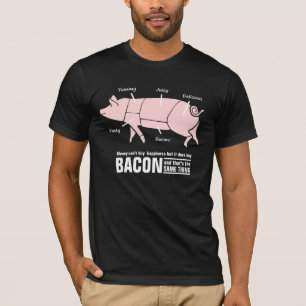 ベーコンは幸福のおもしろいなブタの肉屋の図表です Tシャツ