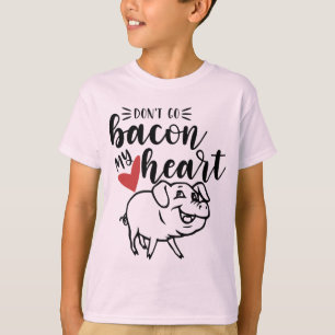 ベーコンは私のハートの男の子のピンクのTシャツ行きません Tシャツ