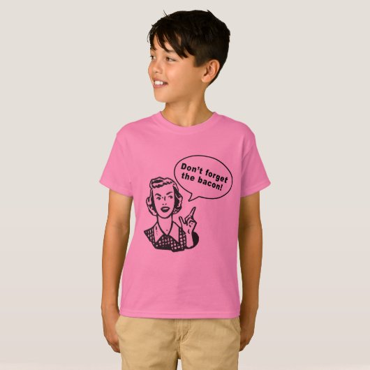 ベーコンを忘れないで下さい! おもしろいのベーコンのデザイン Tシャツ (正面フル)