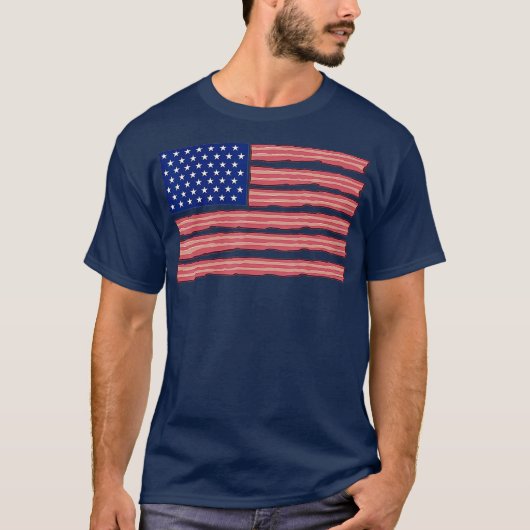 ベーコンアメリカ国旗の愛国的なアメリカのベーコン Tシャツ (正面)