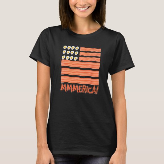 ベーコンエッグスアメリカ国旗の農家 Tシャツ (正面)