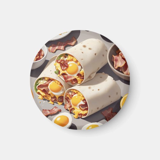 ベーコンエッグチーズ朝食ラップ マグネット (正面)