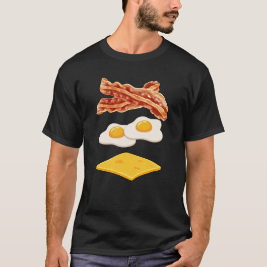 ベーコンエッグチーズTシャツ 面白い朝食 Tシャツ (正面)