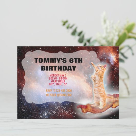 ベーコンキャットおもしろい招待状 招待状 (スタンド正面)