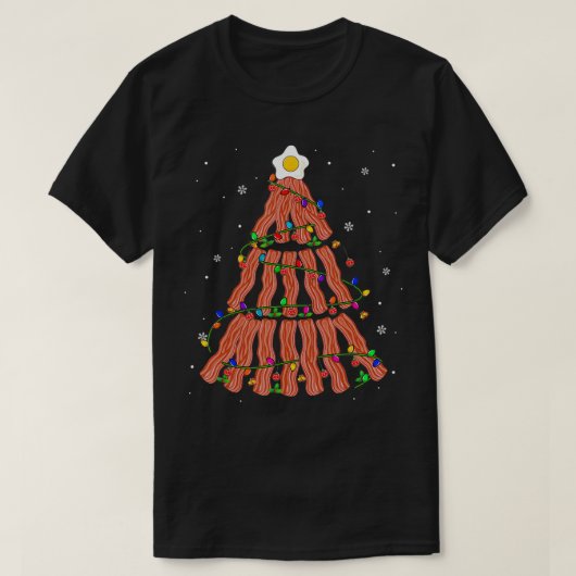 ベーコンクリスマスツリーかわいいクリスマスライトベーコンP Tシャツ (デザイン正面)