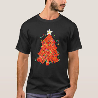 ベーコンクリスマスツリー卵トップおもしろいポーク恋人クリスマス Tシャツ