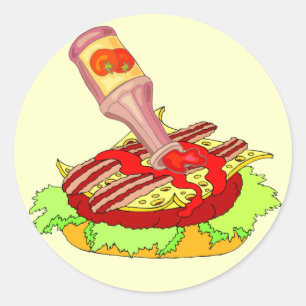 ベーコンスイスのチーズバーガーとケチャップ ラウンドシール