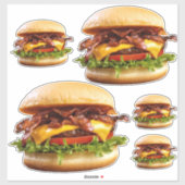 ベーコンチーズバーガーキスカットビニールシール シール (シート)