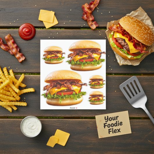 ベーコンチーズバーガーキスカットビニールシール シール