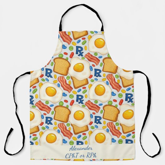 ベーコンパーソナライズされた&エッグ薬局RX エプロン (正面)