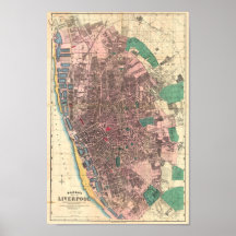 ベーコンビクトリアンのリバプールの地図1890
