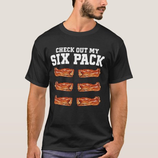 ベーコンフード肉好き6パックベーコン Tシャツ (正面)