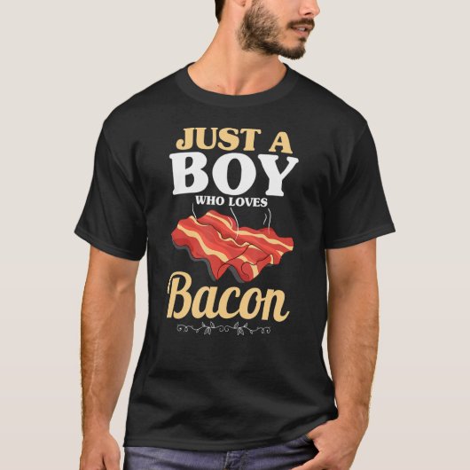 ベーコンポーク焼きベーコンが大好きな少年 Tシャツ (正面)