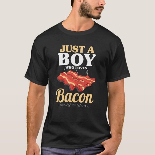 ベーコンポーク焼きベーコンが大好きな少年 Tシャツ (正面)