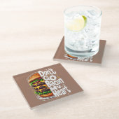 ベーコンマイフードプンおもしろいに行くな ガラスコースター (アングル)