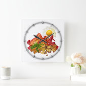 ベーコンユーモアのあるのケチャップゴンドスクアチン スクエア壁時計 (ホーム)