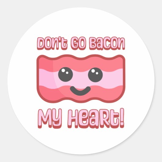 ベーコン行くなハート!かわいいベーコン漫画 ラウンドシール (正面)