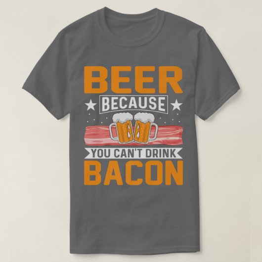 ベーコン豚の肉が飲めないからおもしろいのビール Tシャツ (デザイン正面)